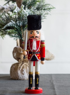 欧式30cm胡桃夹子木偶士v兵创意家居酒吧咖啡厅迎宾招财装饰摆件