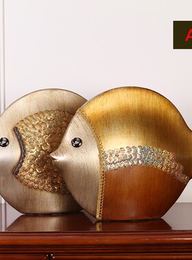 BOFAN柏g梵现代欧式轻奢陶瓷摆件客厅酒柜玄关桌面动物情侣鱼装饰