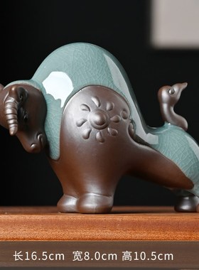 陶瓷牛摆件一对招财牛气冲天客厅A玄关桌面博古架装饰品生肖牛摆