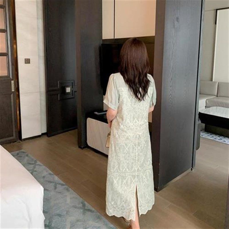 2403夏季新品加肥胖mm设计感国风套装刺绣大码蕾丝两件套女薄荷绿,淘宝优惠券,粉丝福利购,淘宝优惠卷