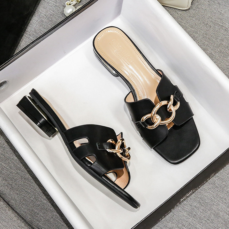 2021夏季新款外出拖鞋时尚百搭网红凉拖鞋女外穿粗跟大码41一43,淘宝优惠券,粉丝福利购,淘宝优惠卷