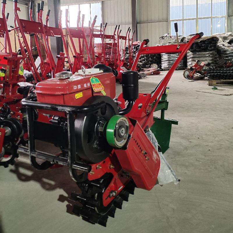 New chain rail micro tillage tiller, gasoline and diesel ditching machine, multifunctional ditching, soil loosening and fertilizing plowing machine