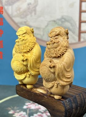 黄杨木钟馗送福摆件中国风礼品