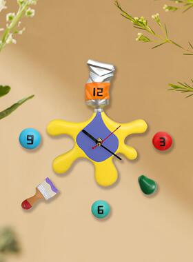 跨境北欧风颜料时钟挂件客厅办公室家具静音挂钟白墙时尚软装时钟