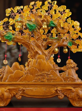 招财龙龟白菜摆件水晶发财树客厅玄关送公司乔迁店铺前台开业礼品