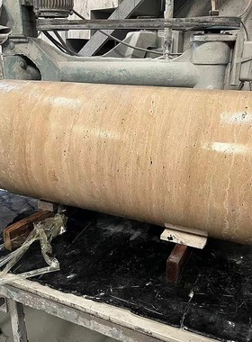 洞石圆柱底座别墅酒店客厅落地装饰立柱天然大S理石摆件底座定制