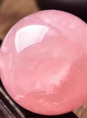 天然粉色真水晶球摆件纯原石招y财客厅厨房卧室办公室高档饰品水