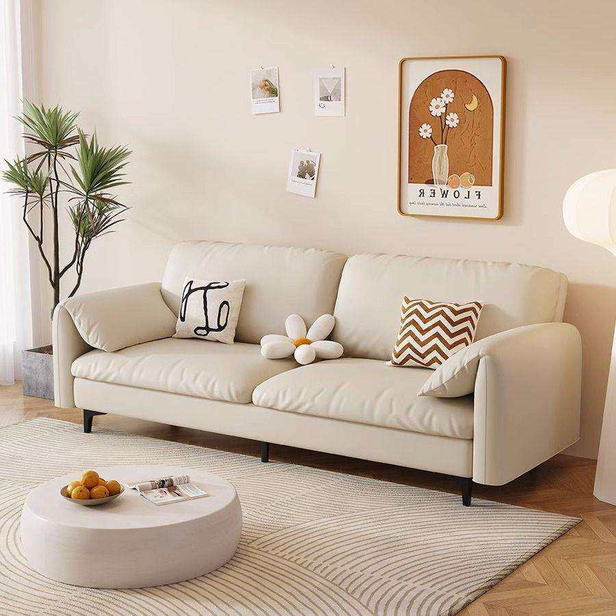 奶油风小户型沙发客厅卧室客房双人三人民宿公寓租房猫爪皮布沙发,淘宝优惠券,粉丝福利购,淘宝优惠卷