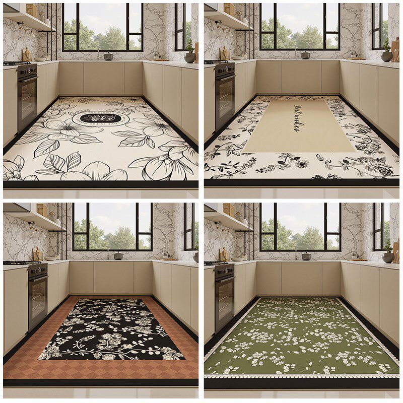 Kitchen floor mats are non-slip and oil-proof, wipeable and wash-free, pvc waterproof and dirt-resistant carpets 20Q25 new home full floor mats