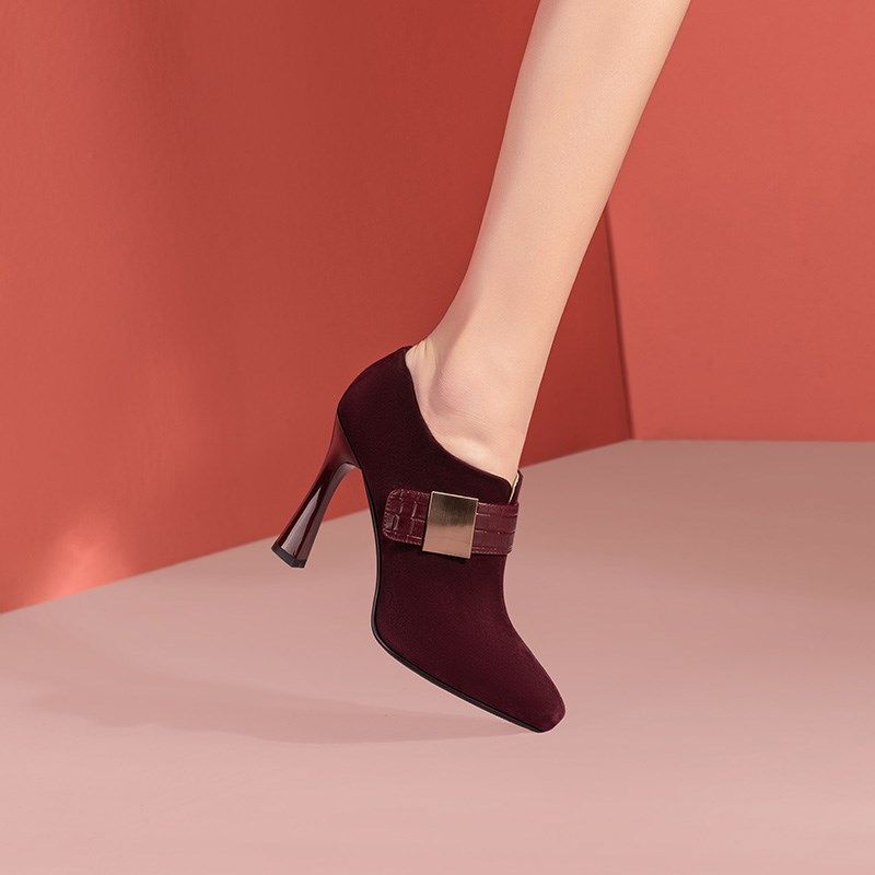 英伦风磨砂防水台高跟鞋女2025春季新款尖头细跟深口超高跟单鞋,淘宝优惠券,粉丝福利购,淘宝优惠卷