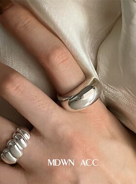 重工面包几何戒指女复古时尚个性S925银开口指环S嘻哈网红食指戒