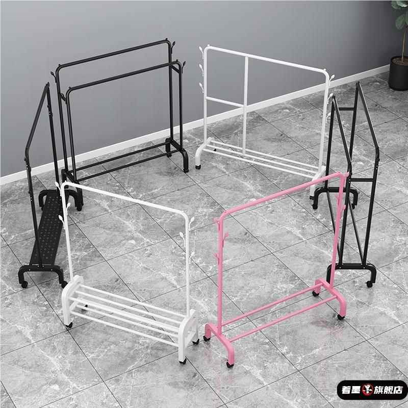 加厚家用不e锈钢晾衣架落地卧室折叠x型室外阳台单杆式架子伸缩 - 图2