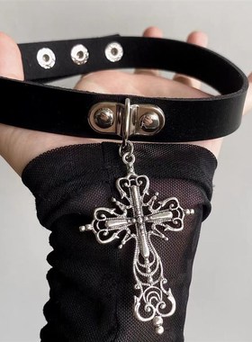 十字架长款项链辣妹甜酷设计感吊坠锁骨链复古配饰卫衣毛衣链