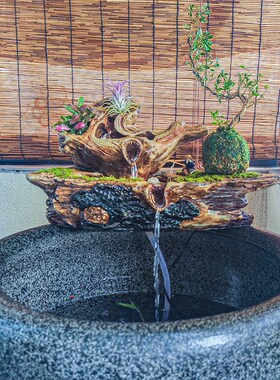 生态缸摆件古法鱼缸流水摆件仿枯木造景过滤器循环流水增氧净水