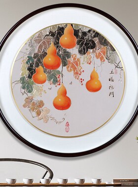手工五福临门葫芦入户玄关装饰画高档走廊过道立体挂画新款铜雕画