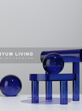 本与现代简约展厅售楼处样板房间软装饰品M水晶椅子家居创意摆件