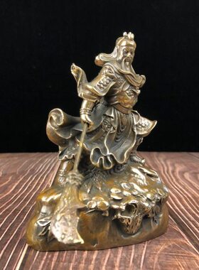 纯铜武财神关公摆件看书关公文财神夜读春秋铜像摆件