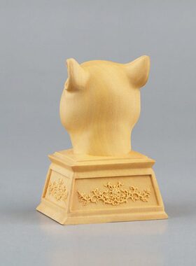 手把件明园汽车装饰摆件 十二生肖文玩黄杨木雕老鼠兽首鼠车饰圆