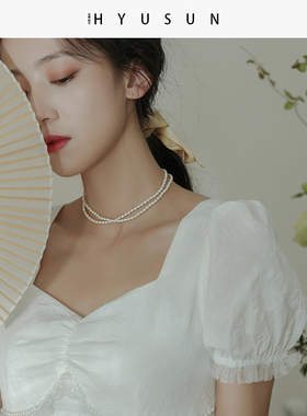 天然珍珠锁骨项链女简约气质轻奢小众高级感复古网红潮时尚颈链