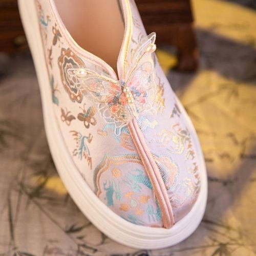 新中式鞋子春夏2025新款增高国风配旗袍绣花鞋民族风古装汉服鞋女 - 图1