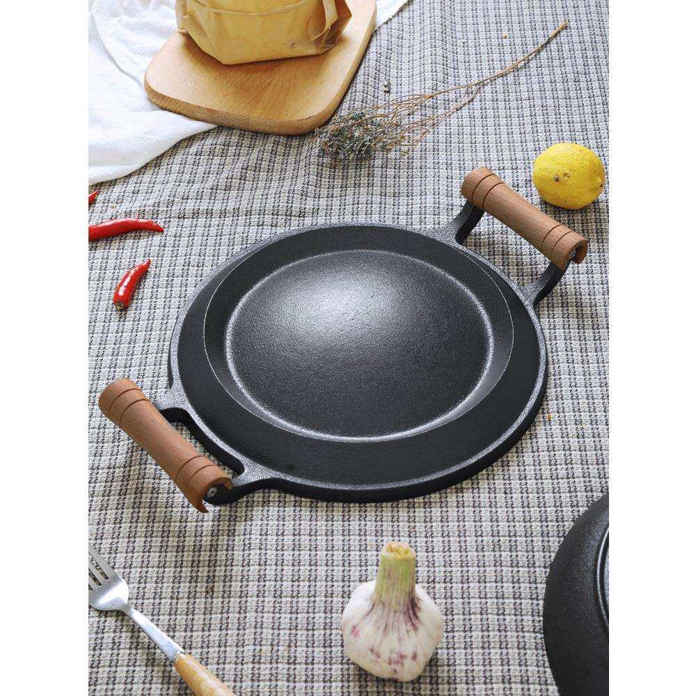 铸铁摊黄儿锅老式鏊子饼折锅耨耨烙糕烙饼锅无涂层加厚木柄煎饼锅,淘宝优惠券,粉丝福利购,淘宝优惠卷