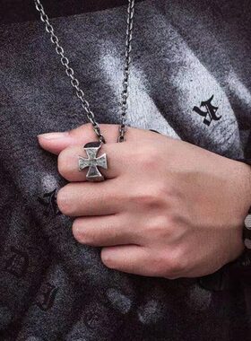 复古钛钢戒男女指信仰十字架戒指个性男女霸气指环尾戒潮牌饰品