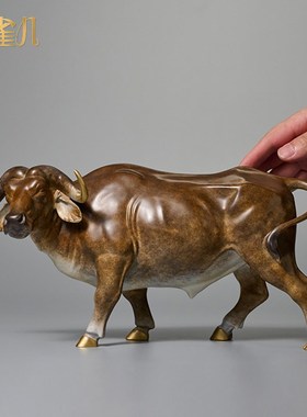纯铜牛摆件一对一路牛客厅家居书柜E子开业送领导礼品办公室装饰