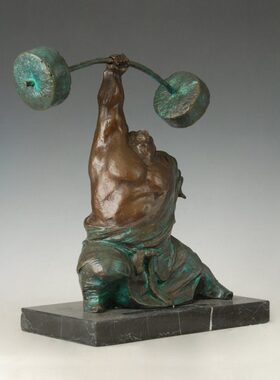 L雕举重03武术工艺品中式包邮铜玄关E酒店家居书房3校园桌面摆件