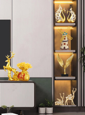 轻奢档家居装饰品j2023新款客厅酒柜摆件红酒架电视书柜桌面玄关