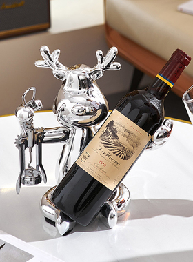 轻奢高档麋鹿红h酒架摆件客厅电视柜酒柜餐桌装饰品乔迁新居礼物