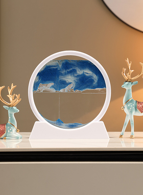 创意现代家居流沙摆m件客厅玄关电视柜书房福禄相伴招财鹿桌面摆