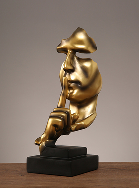 简约现代沉默是金摆件创意北欧雕塑客厅酒柜O书房办公室艺术装饰