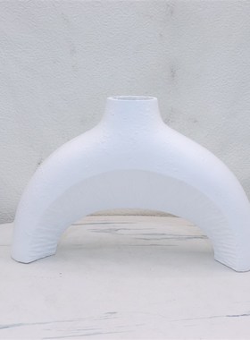 现代北欧几何肌理纹花瓶花器干花花瓶餐桌家N居花瓶摆件树脂装饰