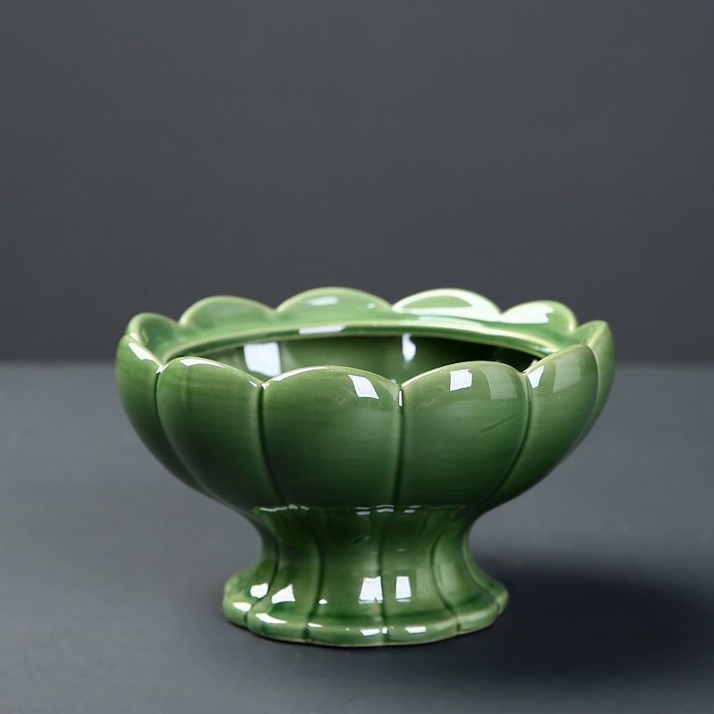 佛手柑托盘剑山插花器皿中式禅意花盆家用器皿开片陶瓷花盘花道圆,淘宝优惠券,粉丝福利购,淘宝优惠卷