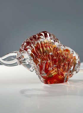 轻奢创意琉璃牛生肖摆件客厅玄关开业送礼牛气冲天桌面装饰工艺品