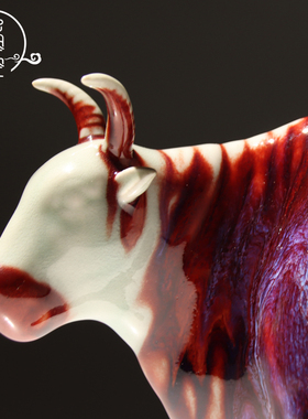 钧瓷五牛纳祥图陶瓷摆饰工艺礼品摆饰开业送礼品客厅家居装饰品招