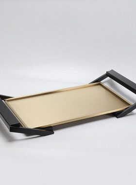 新中式铁艺手提篮茶盘创意金属茶几托盘餐桌客厅玄关钥匙收纳摆件