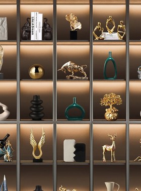 新中式客b厅酒柜轻奢高档摆件家居电视柜博古架办公室茶室装饰摆