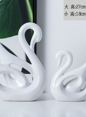 现代简约家居摆件装饰p品创意天鹅酒柜玄关电视柜摆件陶瓷工艺品