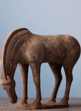 纯手工古玩器仿古古高陶瓷陶唐代做旧家居中式装饰马摆件酒店收藏