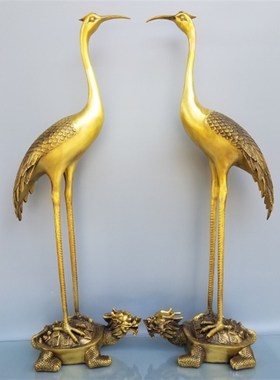 铜鹤摆件仙鹤龟鹤延年电视柜玄关门厅落地装饰品T贺寿送长辈礼品