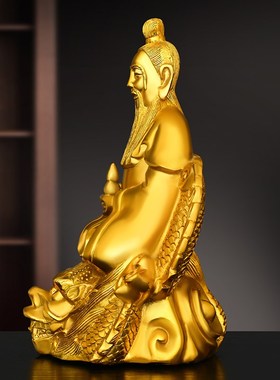 纯铜陆压道君摆件铜陆压道人神像黄铜陆压铜像家居办X公室店铺装