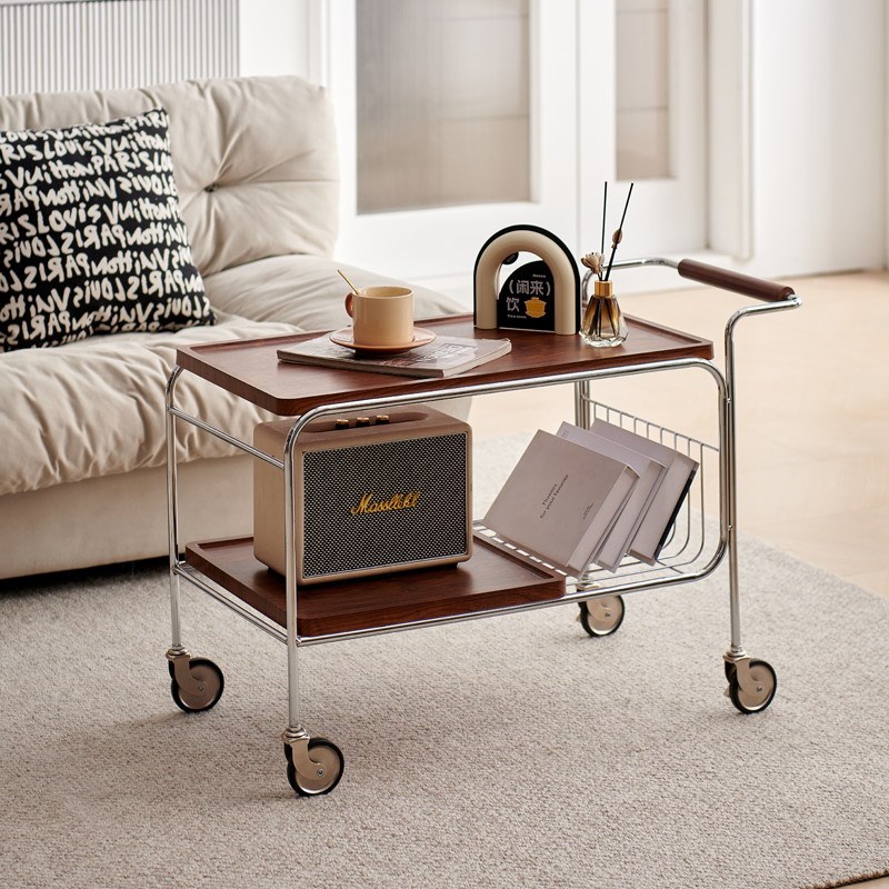 homechoiice复古可移动小推车沙发边几角几小户型客厅简约置物架 - 图0