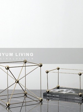 简约现代几何创意框n架金属点线球软装饰品家居售楼处样板房间摆