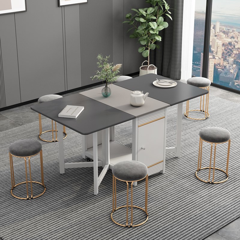 折叠餐桌小户型家用简约现代多功能餐桌椅8人吃饭Z桌子可移动 - 图1
