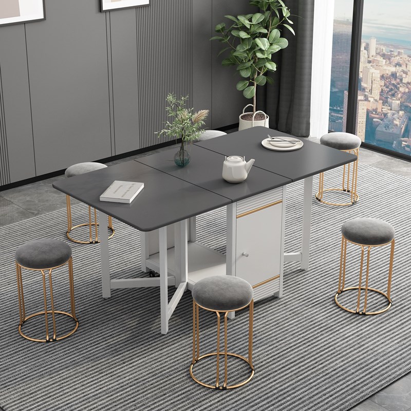 折叠餐桌小户型家用简约现代多功能餐桌椅8人吃饭Z桌子可移动 - 图0