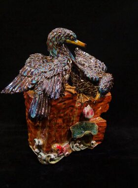 年年有余鱼鹰中式生肖事业吉祥石湾公仔陶瓷客厅酒柜玄关客厅摆件