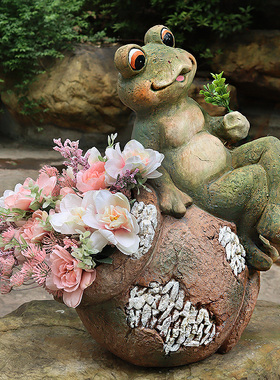 户外青蛙a花盆花园庭院布置院子草坪装饰招财景观动物雕塑园艺摆