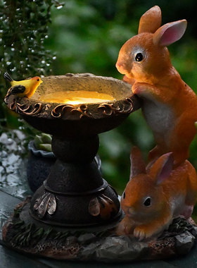 太阳能树脂灯花园摆件户外园艺A工艺品雕塑别墅动物景观草坪装饰