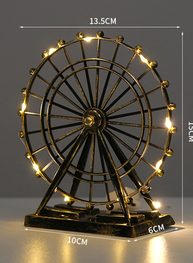 欧式复古铁艺做旧工艺摩天轮x模型创意家居客厅酒柜装饰品摆件摆